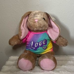 ✨ Build A Bear Large Over Stuff Floppy Ear Bunny Plush shirt Tan Spring NWT